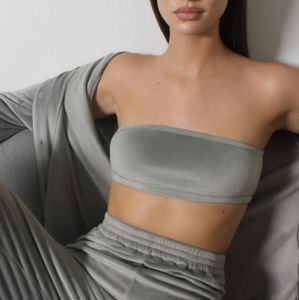 SKIMS VELOUR BANDEAU LARGE in smoke / NWT